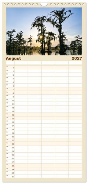 Produktbild: Familienplaner 2027 - Louisiana - S&uuml;mpfe und Plantagenh&auml;user mit 5 Spalten (Wandkalender, 21 x 45 cm) CALVENDO