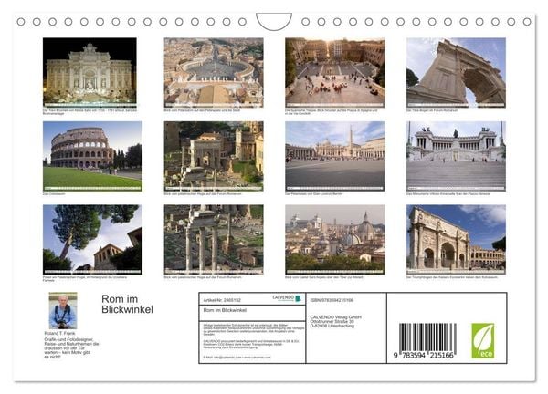 Produktbild: Rom im Blickwinkel (Wandkalender 2027 DIN A4 quer), CALVENDO Monatskalender