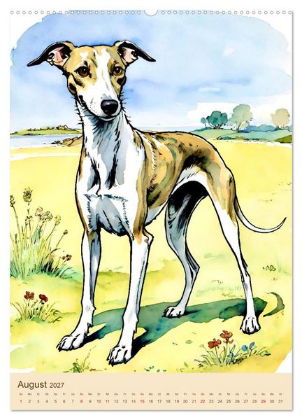 Produktbild: Der Whippet. Malerische Portr&auml;ts (hochwertiger Premium Wandkalender 2027 DIN A2 hoch), Kunstdruck in Hochglanz