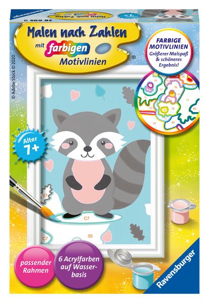 Produktbild: CreArt, Malen nach Zahlen Kinder - S&uuml;&szlig;er Waschb&auml;r
