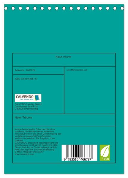 Produktbild: Natur Tr&auml;ume (Tischkalender 2026 DIN A5 hoch), CALVENDO Monatskalender