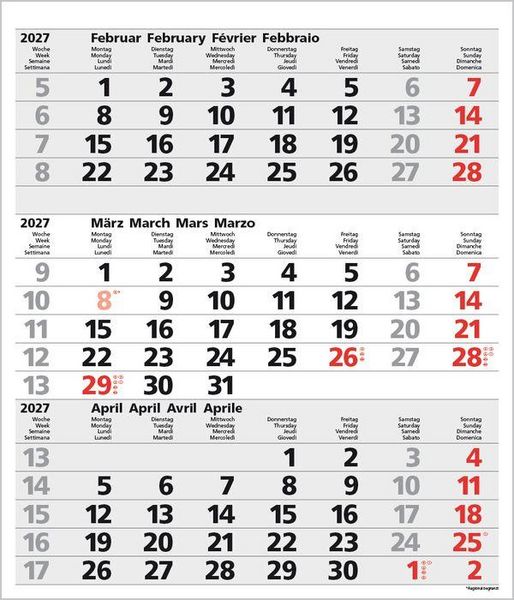 Produktbild: 3-Monats-Planer Comfort Grau 2027