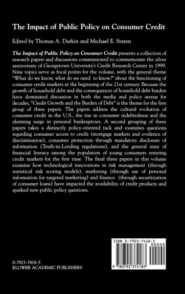 Produktbild: The Impact of Public Policy on Consumer Credit