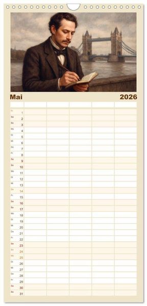 Produktbild: Familienplaner 2026 - Theodor Fontane mit 5 Spalten (Wandkalender, 21 x 45 cm) CALVENDO