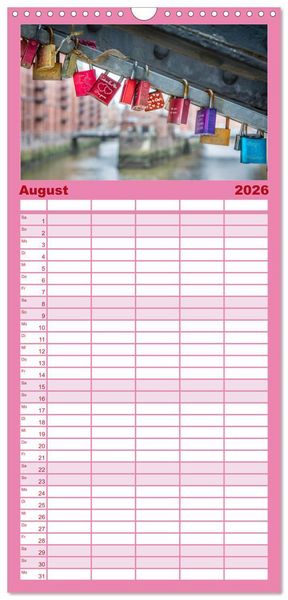 Produktbild: Familienplaner 2026 - Liebesschl&ouml;sser, Ich liebe Dich mit 5 Spalten (Wandkalender, 21 x 45 cm) CALVENDO