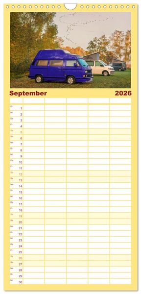 Produktbild: Familienplaner 2026 - Vanlife - Gl&uuml;cklich auf vier R&auml;dern mit 5 Spalten (Wandkalender, 21 x 45 cm) CALVENDO