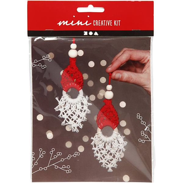 Produktbild: Creativ Company DIY Sets Macram&eacute; Mini Kreativ Set, Weihnachtswichtel aus Makramee, H 14 cm, Kreativ Box