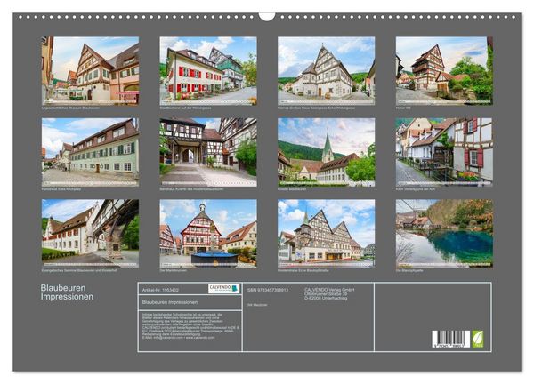 Produktbild: Blaubeuren Impressionen (Wandkalender 2026 DIN A2 quer), CALVENDO Monatskalender