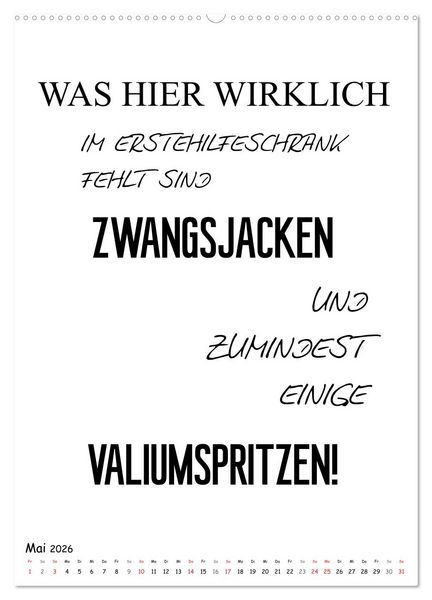 Produktbild: Typo-Kalender f&uuml;r das B&uuml;ro. Gemeine und lustige Spr&uuml;che (hochwertiger Premium Wandkalender 2026 DIN A2 hoch), Kunstdruck in Hochglanz