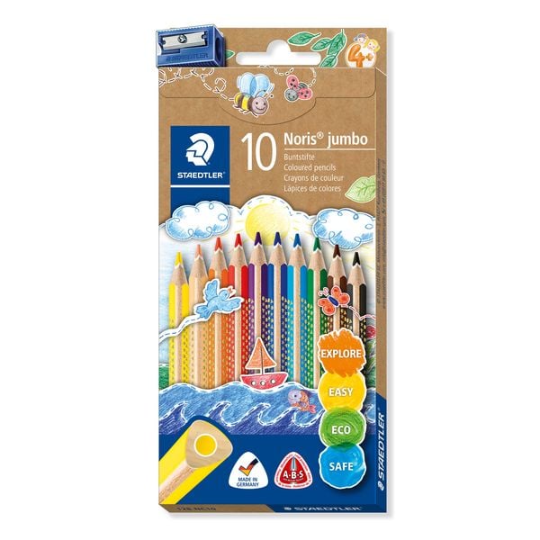 STAEDTLER Buntstifte Noris jumbo 10er Set + Spitzer