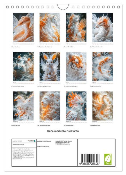 Produktbild: Geheimnisvolle Kreaturen (Wandkalender 2026 DIN A4 hoch), CALVENDO Monatskalender