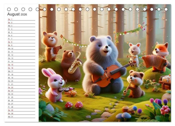 Produktbild: Musikalische Waldtiere (Tischkalender 2026 DIN A5 quer), CALVENDO Monatskalender