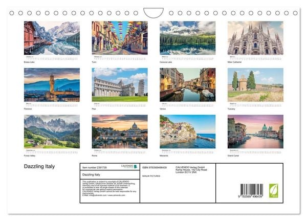 Produktbild: Dazzling Italy (Wall Calendar 2027 DIN A4 landscape), CALVENDO 12 Month Wall Calendar