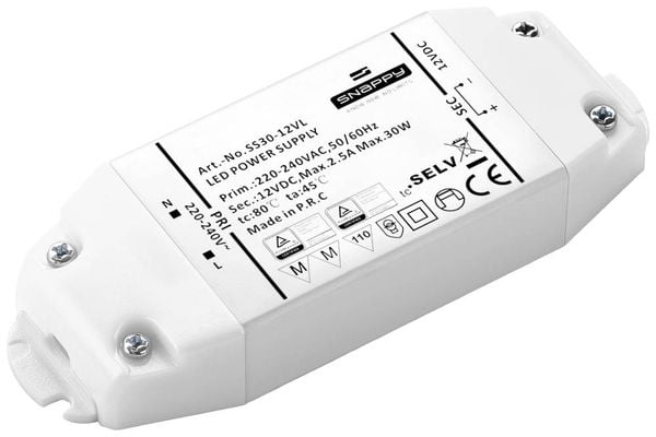 Produktbild: Dehner Elektronik LED-Trafo, LED-Treiber Konstantspannung 30 W 2.50 A 12 V/DC &Uuml;berlastschutz, &Uuml;berspannung, nicht dimmbar 1 St.