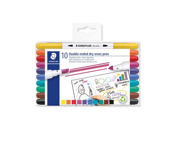 Produktbild: STAEDTLER  3010 Doppelfasermaler, trocken abwischbar, 10er Set, 3010 TB13