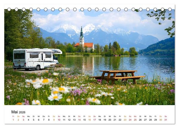 Produktbild: Wohnmobil grenzenlos (Tischkalender 2026 DIN A5 quer), CALVENDO Monatskalender