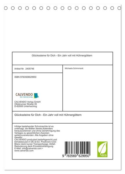 Produktbild: Gl&uuml;ckssteine f&uuml;r Dich - Ein Jahr voll mit H&uuml;hnerg&ouml;ttern (Tischkalender 2027 DIN A5 hoch), CALVENDO Monatskalender