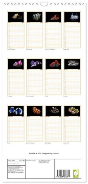 Produktbild: Familienplaner 2027 - MINERALIEN designed by nature mit 5 Spalten (Wandkalender, 21 x 45 cm) CALVENDO