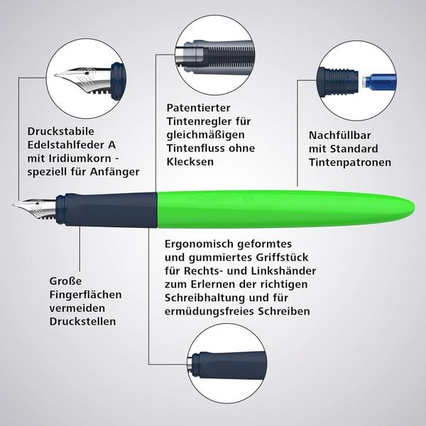 Produktbild: Schneider F&uuml;ller Wavy A gr&uuml;n, Rechts- und Linksh&auml;nder