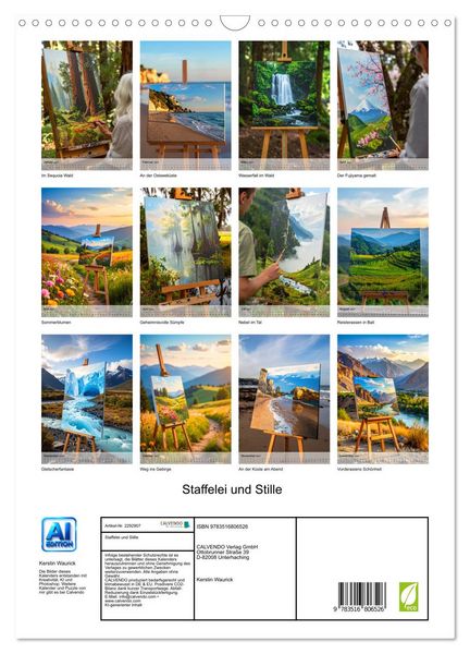 Produktbild: Staffelei und Stille (Wandkalender 2027 DIN A3 hoch), CALVENDO Monatskalender