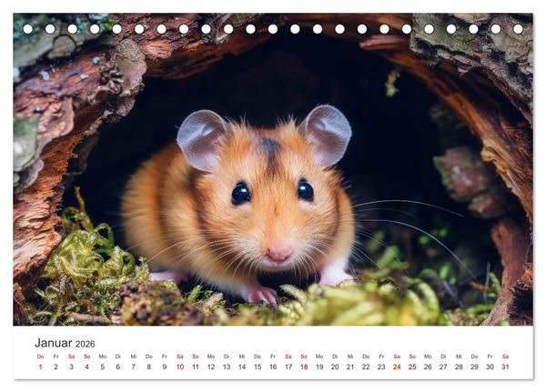 Produktbild: Wild und flauschig - Hamster - Abenteuer in freier Natur (Tischkalender 2026 DIN A5 quer), CALVENDO Monatskalender