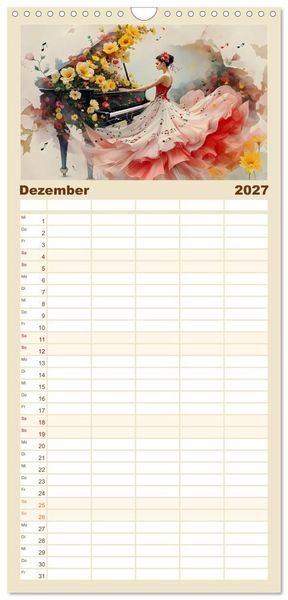 Produktbild: Familienplaner 2027 - Piano der Tr&auml;ume mit 5 Spalten (Wandkalender, 21 x 45 cm) CALVENDO