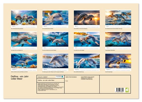 Produktbild: Delfine - ein Jahr voller Meer (Wandkalender 2026 DIN A2 quer), CALVENDO Monatskalender