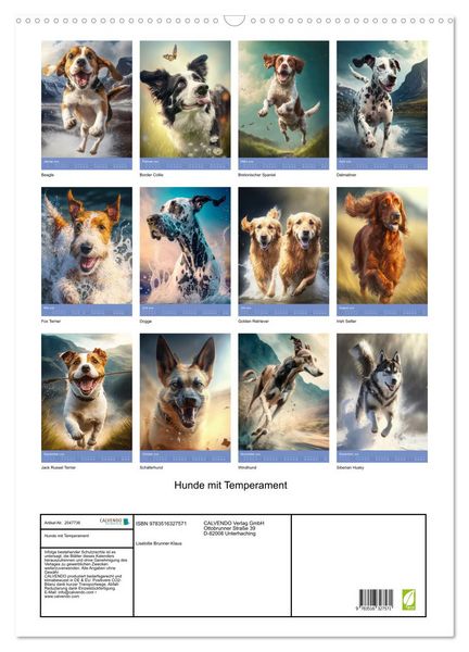Produktbild: Hunde mit Temperament (Wandkalender 2026 DIN A2 hoch), CALVENDO Monatskalender