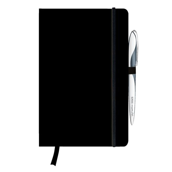 Produktbild: Herlitz Notizbuch Classic A5 96 Blatt blanko schwarz mit Leseband und Falttasche my.book