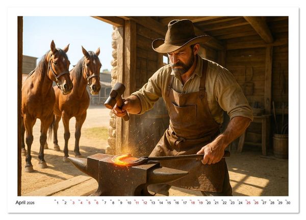 Produktbild: Cowboy Alltag und Western Staub (Wandkalender 2026 DIN A2 quer), CALVENDO Monatskalender