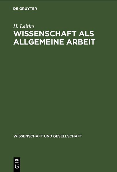 Produktbild: Wissenschaft als allgemeine Arbeit