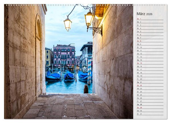 Produktbild: Venedig - Stille Momente (hochwertiger Premium Wandkalender 2026 DIN A2 quer), Kunstdruck in Hochglanz