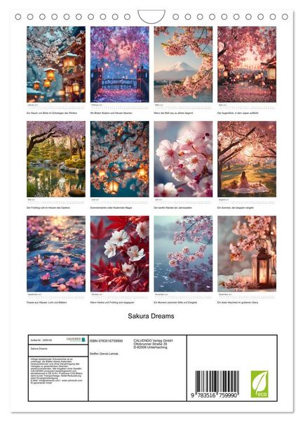 Produktbild: Sakura Dreams (Wandkalender 2027 DIN A4 hoch), CALVENDO Monatskalender