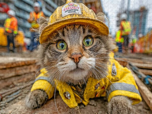 Produktbild: CALVENDO Puzzle Arbeits Katze | 1000 Teile Lege-Gr&ouml;&szlig;e 64x48cm Foto-Puzzle f&uuml;r gl&uuml;ckliche Stunden