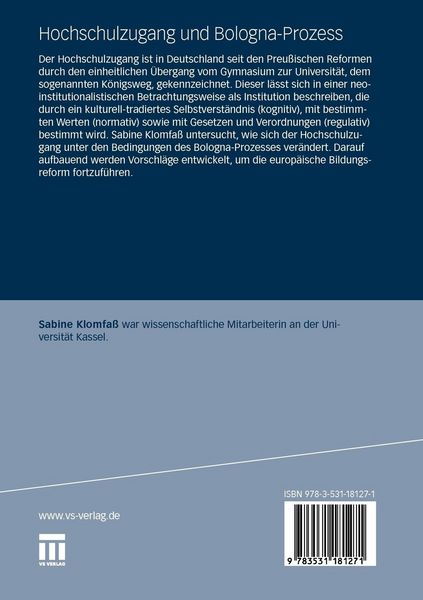 Produktbild: Hochschulzugang und Bologna-Prozess