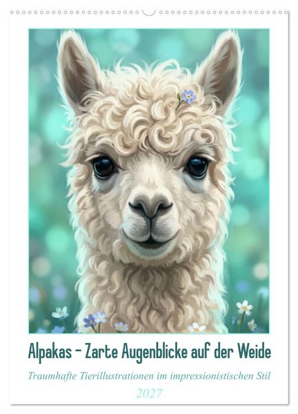 Produktbild: Alpakas - Zarte Augenblicke auf der Weide (Wandkalender 2027 DIN A2 hoch), CALVENDO Monatskalender