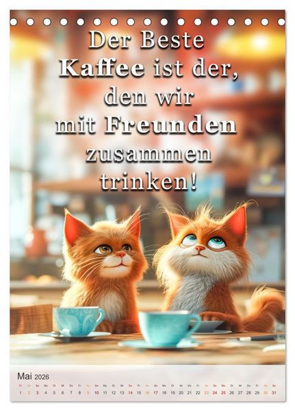 Produktbild: Kaffee-Katzen (Tischkalender 2026 DIN A5 hoch), CALVENDO Monatskalender