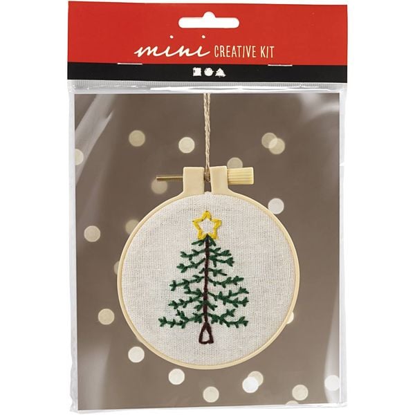 Produktbild: Creativ Company DIY Sets Sticken & Nadelstanzen Mini Kreativ Set Sticken, Weihnachtsbaum, Kreativ Box