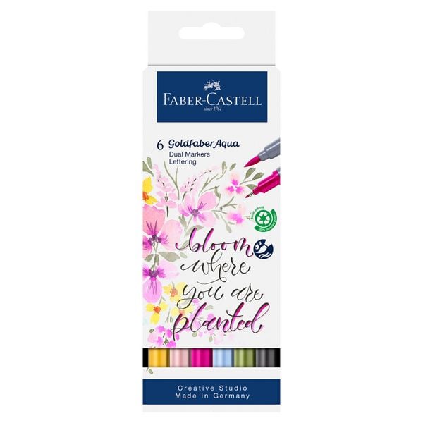 Produktbild: Faber-Castell Tuschestift Dual Marker Goldfaber Aqua, Lettering, 6er Set