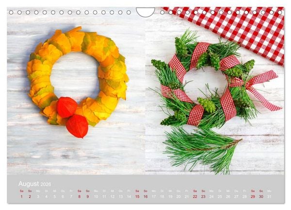 Produktbild: Mit eigenen Kranzarrangements durch das Jahr (Wandkalender 2026 DIN A4 quer), CALVENDO Monatskalender