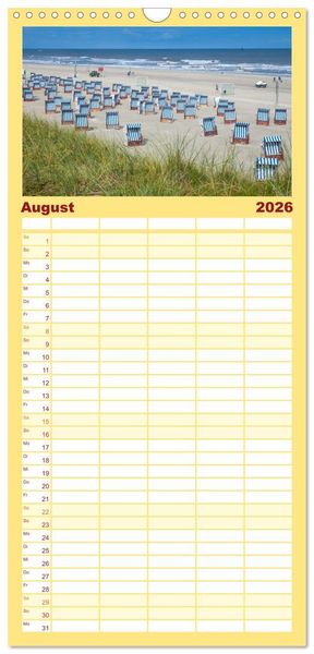 Produktbild: Familienplaner 2026 - Nordsee Insel Norderney mit 5 Spalten (Wandkalender, 21 x 45 cm) CALVENDO