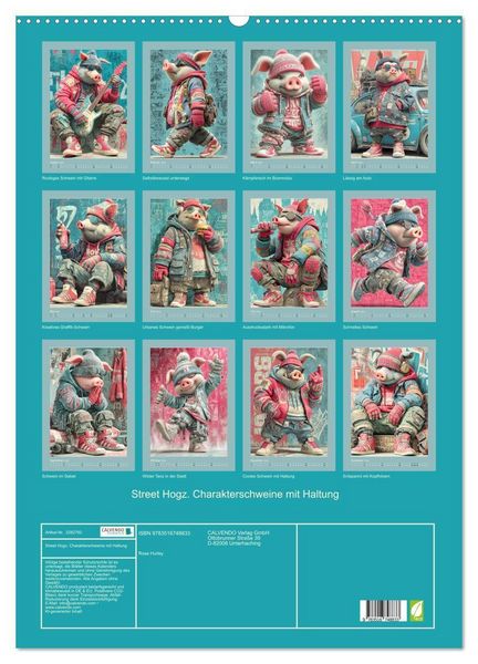Produktbild: Street Hogz. Charakterschweine mit Haltung (Wandkalender 2026 DIN A2 hoch), CALVENDO Monatskalender