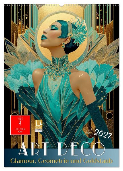 Produktbild: Art Deco - Glamour, Geometrie und Goldstaub (Wandkalender 2027 DIN A2 hoch), CALVENDO Monatskalender