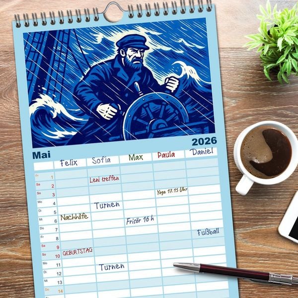 Produktbild: Familienplaner 2026 - Das Meer in der Weltliteratur mit 5 Spalten (Wandkalender, 21 x 45 cm) CALVENDO