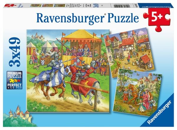 Puzzle Ravensburger Ritterturnier im Mittelalter 3 X 49 Teile