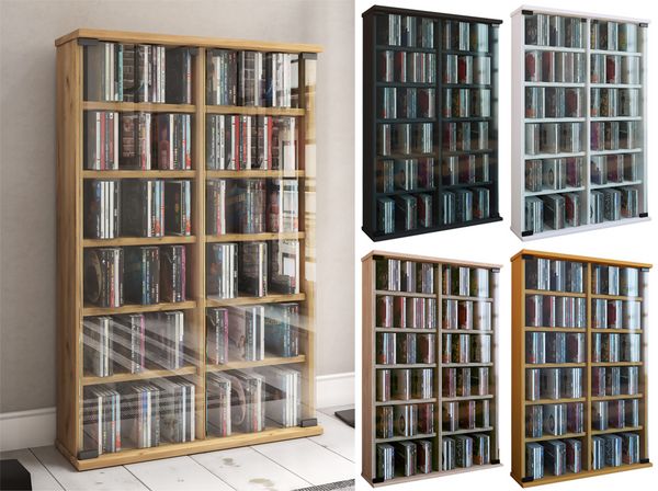 Produktbild: Holz CD DVD Stand Regal Schrank Roma Glast&uuml;r