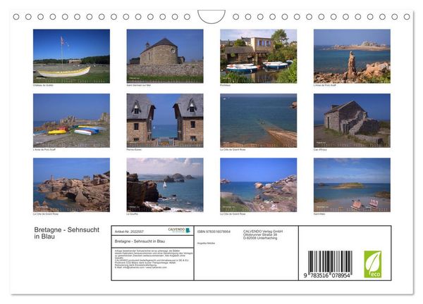 Produktbild: Bretagne - Sehnsucht in Blau (Wandkalender 2026 DIN A4 quer), CALVENDO Monatskalender