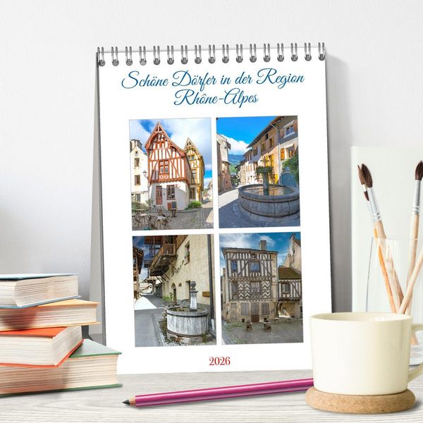 Produktbild: Sch&ouml;ne D&ouml;rfer in der Region Rh&ocirc;ne-Alpes (Tischkalender 2026 DIN A5 hoch), CALVENDO Monatskalender
