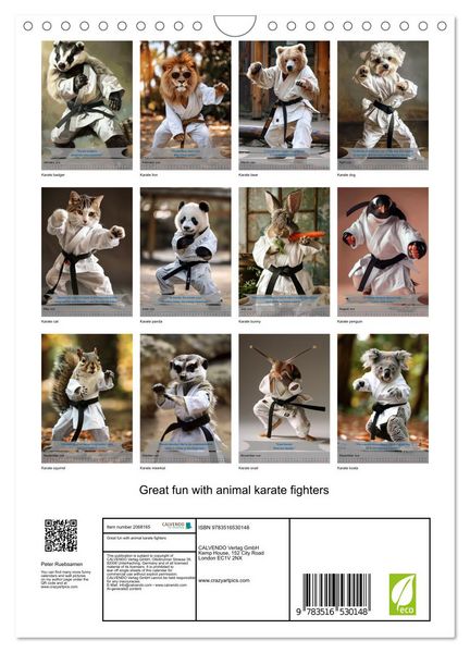 Produktbild: Great fun with animal karate fighters (Wall Calendar 2026 DIN A4 portrait), CALVENDO 12 Month Wall Calendar