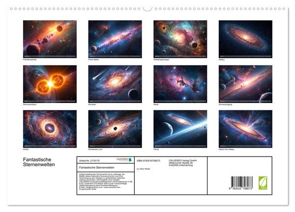 Produktbild: Fantastische Sternenwelten (hochwertiger Premium Wandkalender 2026 DIN A2 quer), Kunstdruck in Hochglanz
